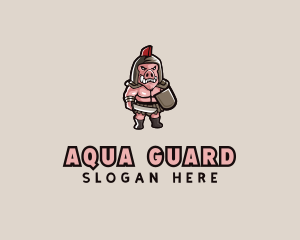 Gladiator Pig Warrior  logo design