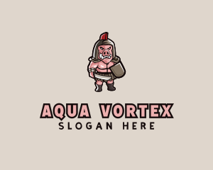 Gladiator Pig Warrior  logo design