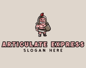 Gladiator Pig Warrior  logo design