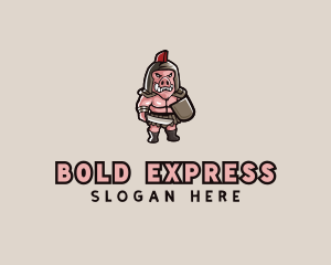 Gladiator Pig Warrior  logo design