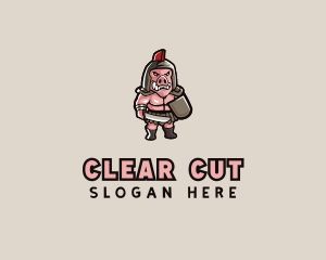 Gladiator Pig Warrior  logo design