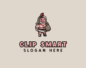 Gladiator Pig Warrior  logo design