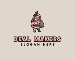 Gladiator Pig Warrior  logo design