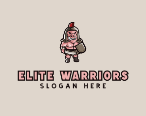 Gladiator Pig Warrior  logo design