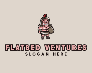 Gladiator Pig Warrior  logo design