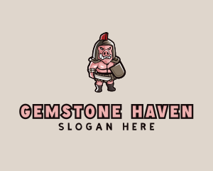 Gladiator Pig Warrior  logo design