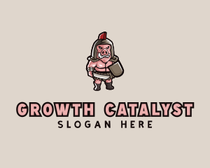 Gladiator Pig Warrior  logo design