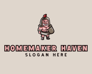 Gladiator Pig Warrior  logo design