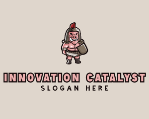 Gladiator Pig Warrior  logo design