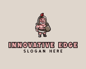 Gladiator Pig Warrior  logo design