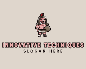 Gladiator Pig Warrior  logo design