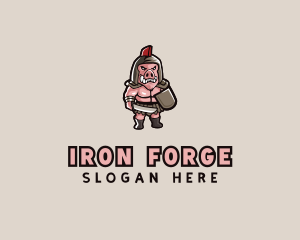 Gladiator Pig Warrior  logo design