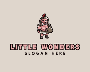 Gladiator Pig Warrior  logo design