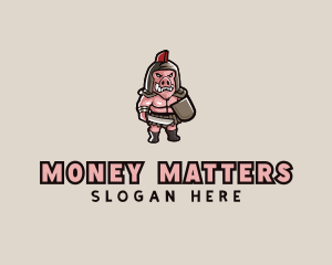 Gladiator Pig Warrior  logo design