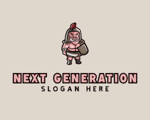 Gladiator Pig Warrior  logo design