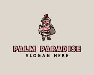 Gladiator Pig Warrior  logo design