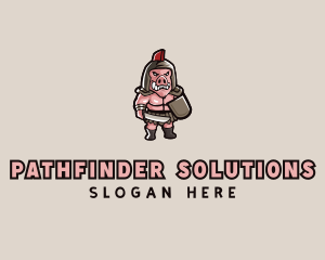 Gladiator Pig Warrior  logo design