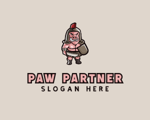 Gladiator Pig Warrior  logo design