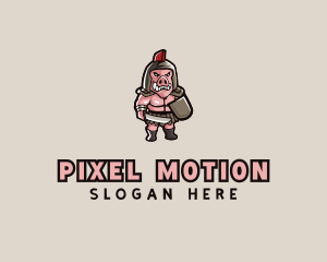 Gladiator Pig Warrior  logo design