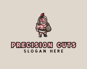 Gladiator Pig Warrior  logo design