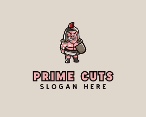 Gladiator Pig Warrior  logo design