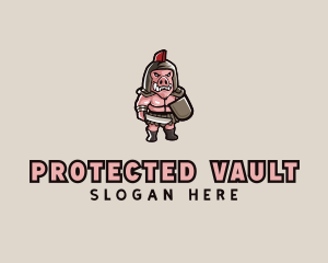 Gladiator Pig Warrior  logo design