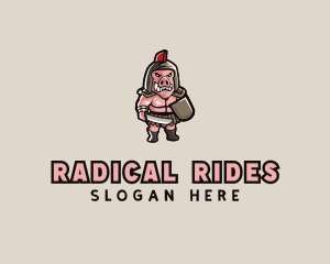 Gladiator Pig Warrior  logo design