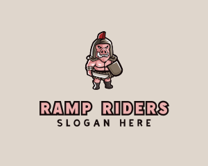 Gladiator Pig Warrior  logo design