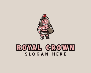 Gladiator Pig Warrior  logo design