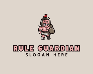 Gladiator Pig Warrior  logo design