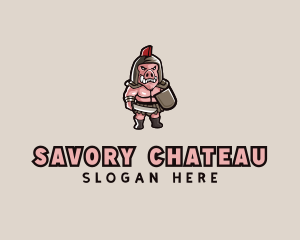 Gladiator Pig Warrior  logo design