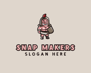 Gladiator Pig Warrior  logo design