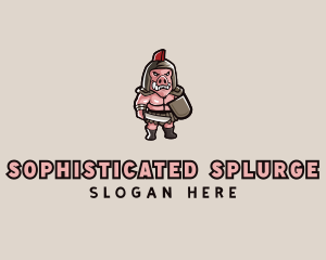 Gladiator Pig Warrior  logo design