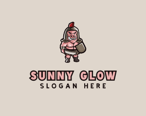 Gladiator Pig Warrior  logo design