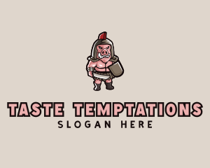 Gladiator Pig Warrior  logo design