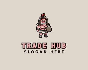 Gladiator Pig Warrior  logo design