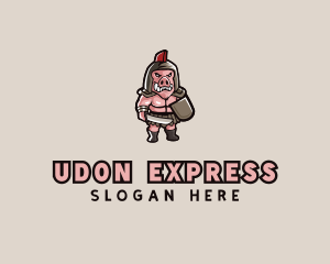 Gladiator Pig Warrior  logo design