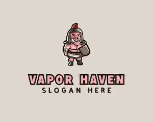 Gladiator Pig Warrior  logo design