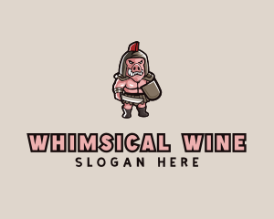 Gladiator Pig Warrior  logo design