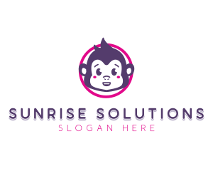 Cute Baby Monkey logo design