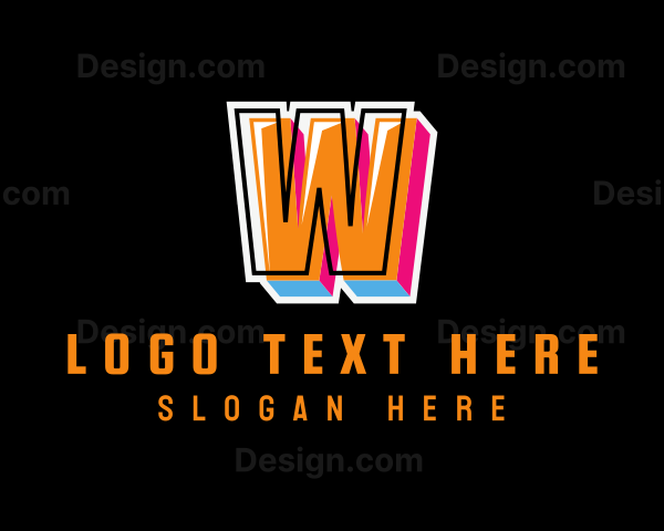 Colorful Funky Letter W Logo