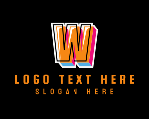 Colorful Funky Letter W  logo