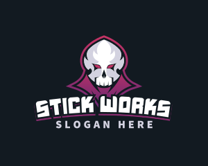 Grim Reaper Gaming Skull Avatar logo design