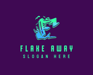 Neon Graffiti Art Letter F logo design