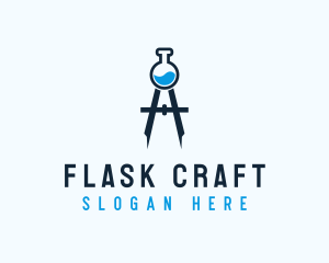 Laboratory Flask Compass logo design