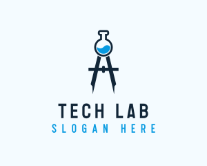 Laboratory Flask Compass logo design