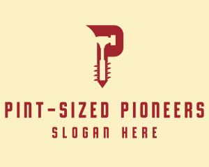 Red Hammer Letter P logo design