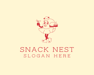 Retro Burger Waitress logo design