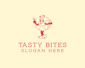 Retro Burger Waitress logo design