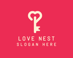 Pink Heart Key logo design